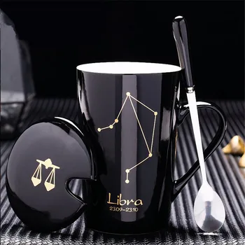 

Mugs Cup 450ml Constellation Water Cup Coffee Thermos Water Bottle Mugs for Tea Ceramics Mug Couple Travel Cup Coffee Mug Tea