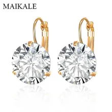 MAIKALE, корейские серьги, 16 мм, кубический цирконий, золото, серебро, цветные циркониевые серьги, темпераментные серьги-гвоздики для женщин, модный подарок