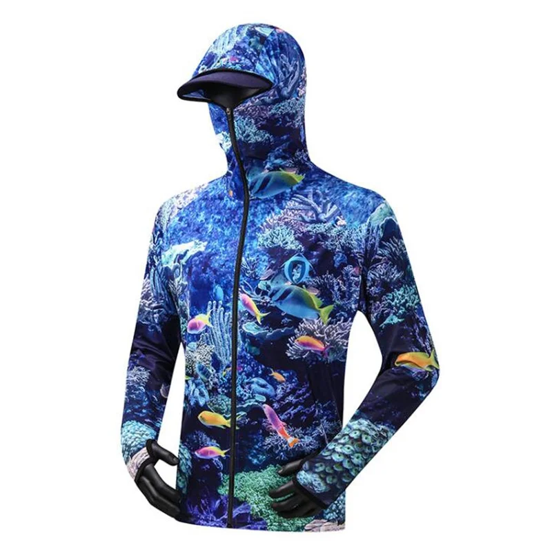 Fly Fishing Clothes Fishing Shirt Breathable Quick Dry Fishing Jersey Anti-UV Sunscreen Sun Protection Clothes Professional Hoodie With Mask