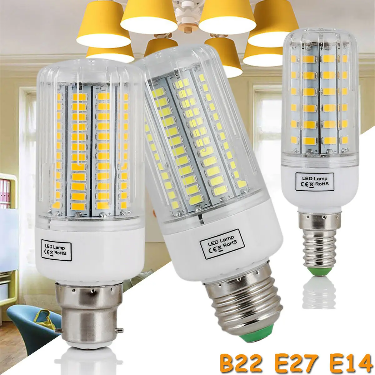 1X Lampadine A Led E27 Light B22 E14 5730 Smd 24Leds - 165Leds Lampadario A Candela A Led Per La Decorazione Domestica Fiala 110V 220V