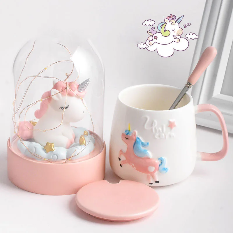 

Mug with Lid Spoon Ceramic Cup Creative Personality Trend Unicorn Drink Cup Coffee Cup Christmas Mug Coffee Mugs Teacher Gifts