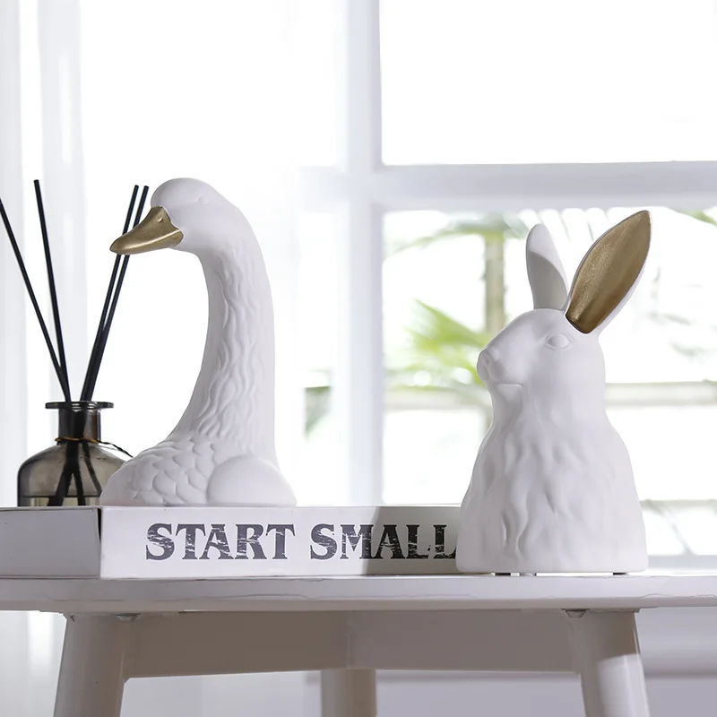 

Animal Head Decoration Vase Northern Europe Office Wine Cabinet Creative Decoration Gift Murals Ceramic Handicrafts Figurines