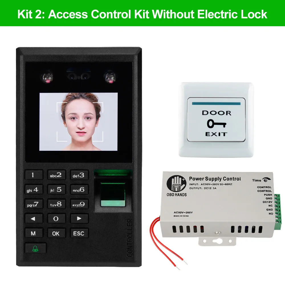 Kit without Lock Биометрическая система контроля доступа к двери лица отпечатков пальцев USB Пароль Клавиатура+ блок питания+ электронные замки электромагнитный комплект - Цвет: Kit without Lock