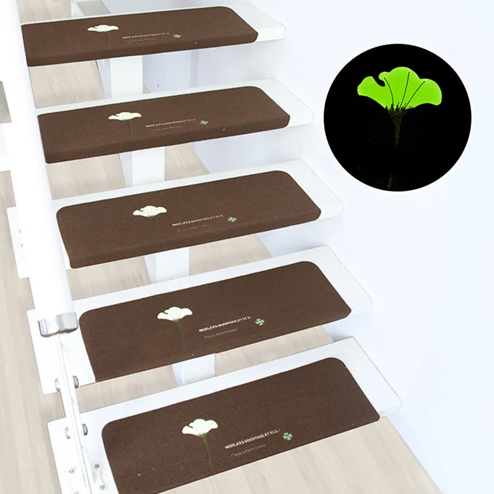 

Night Luminous Carpet Stair Mat PVC Non-slip Adhesive Stair Tread Mat Stair Step Rug Protection Cover for Wood Indoor Stair