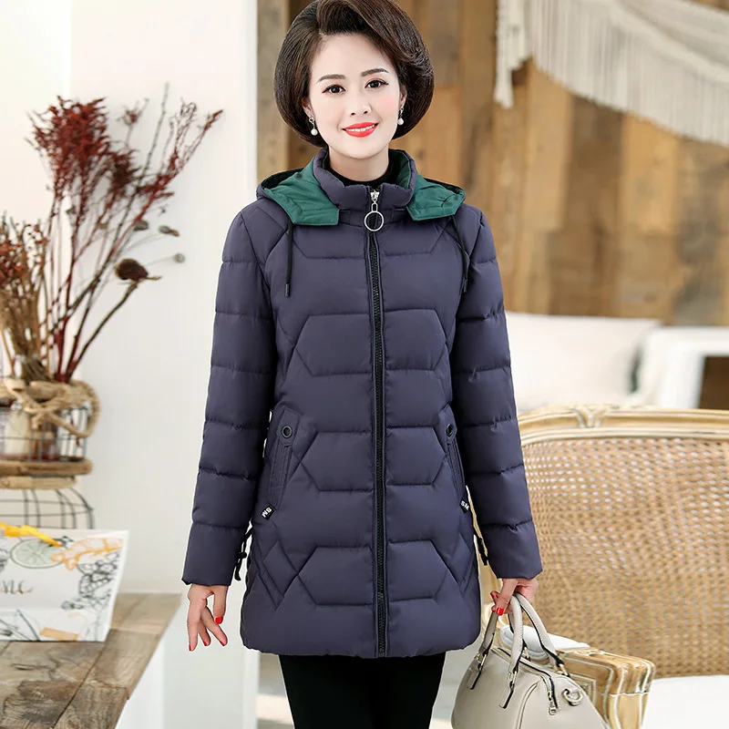 

Middle-aged Women Dress 2019 New Style Winter down Jacket Cotton-padded Clothes 40-Year-Old 50 Mid-length Fashion Elegant Middle