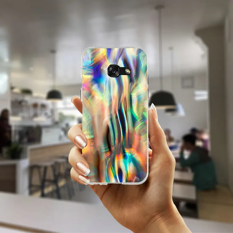 Мягкие силиконовые чехлы из ТПУ для мобильных телефонов Samsung Galaxy A3 A5 A7 J1 J2 J3 J5 J7 Coque Shell розовый популярный голографический