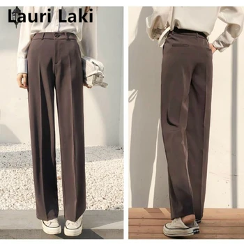 

Office Wear Pants Women High Waist Straight Wide Leg Ol Pants Mujer Blazer Trousers Plus Size Loose Black High Waist Pants Maxi