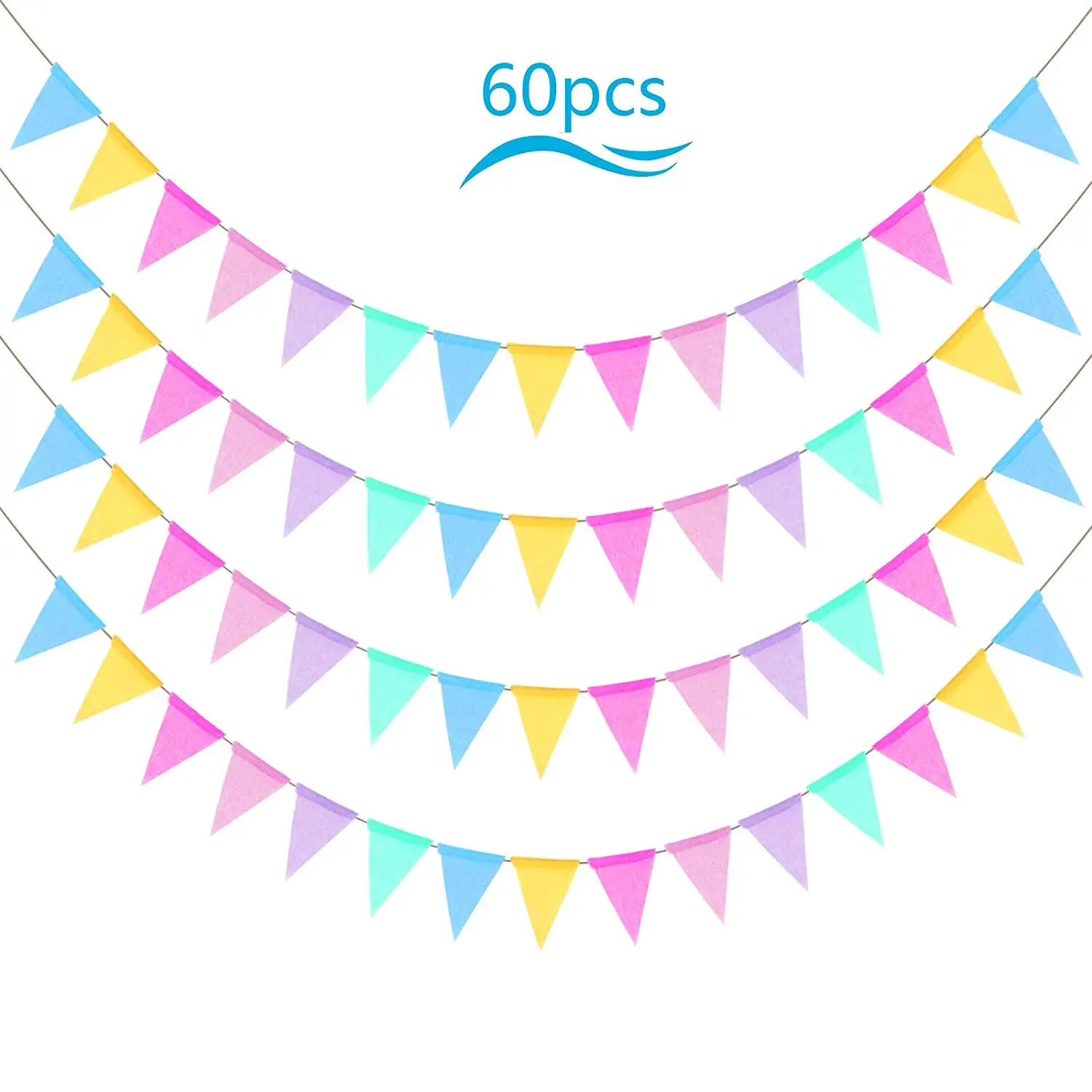 

METABLE 60 Pcs Hessian Banner Multicolor Triangle Flag Garland Hanging Pennant for Wedding Birthday Party Graduation Decor Photo