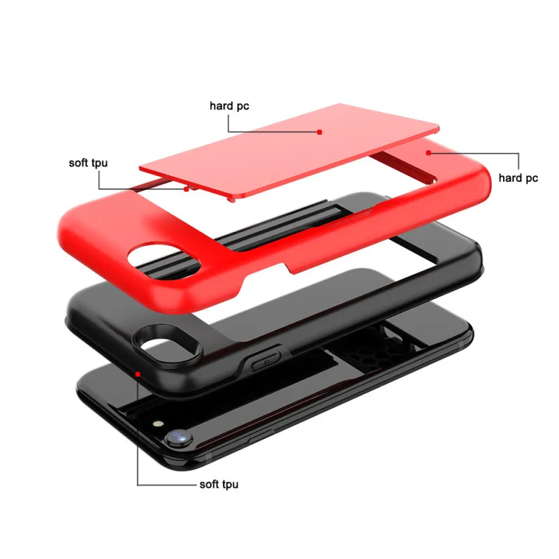 US $395.00 200pcs Armor Shockproof Wallet Cases For IPhone 6 6s 7 8 Plus 6plus 7plus 8plus Stand Flip Case Card Holder Slots Phone Cover
