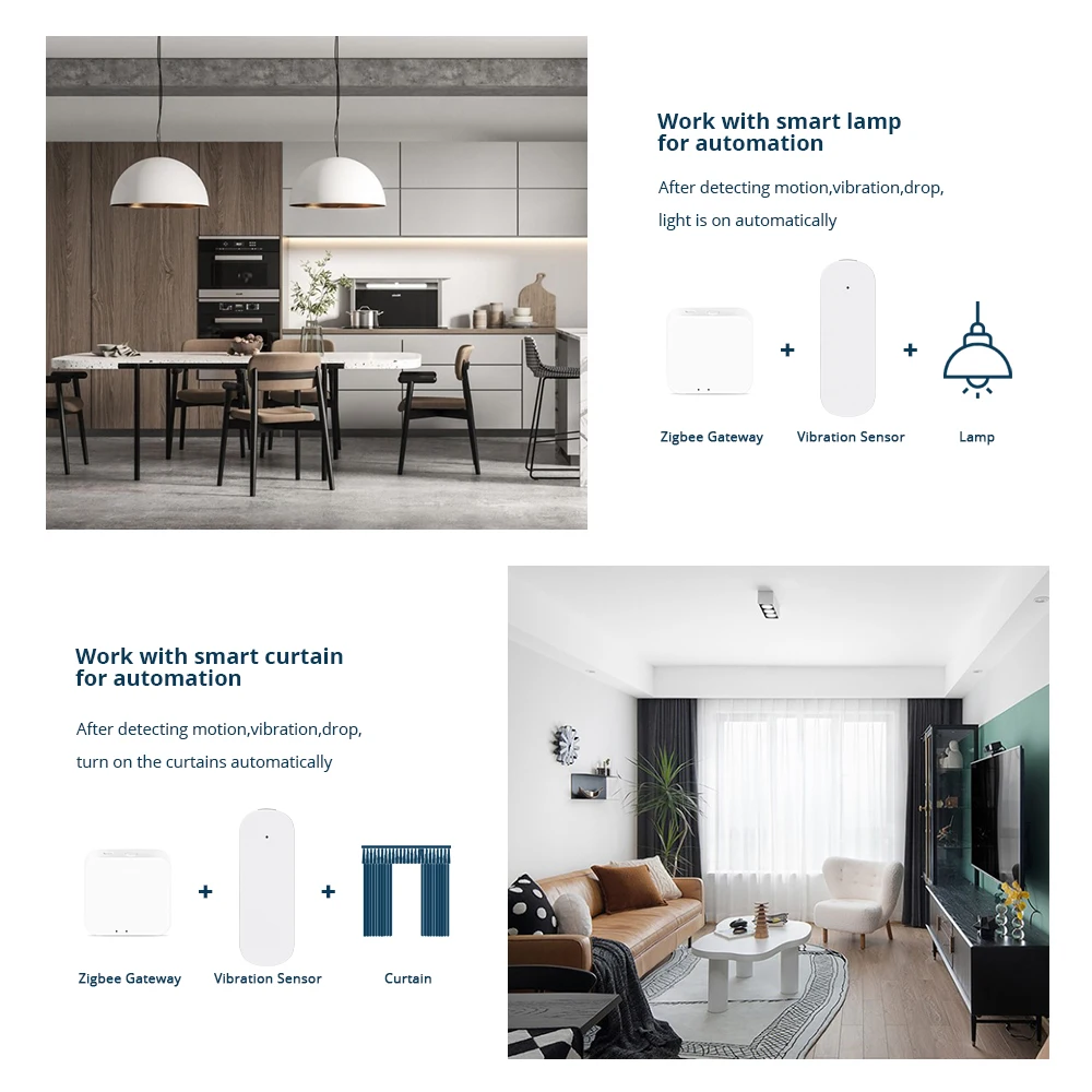 Inteligente sem Fio Sensor de Vibração Segurança em Casa Zemismart Zigbee Inteligente Alarme Detecção Sistema Smartlife Smartthins Controle - Image 6