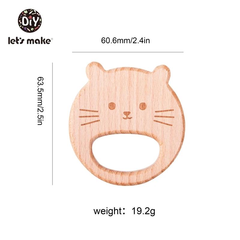 cat Давайте сделаем детские деревянные Прорезыватели грызун мультфильм Животные Бук деревянная Рождественская елка прорезывание зубов BPA бесплатно Уход за зубами продукты 1 шт - Цвет: cat
