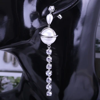 

Wedding Elegant Long Pearl Earring for Women Luxury Cubic Zirconia Tassel XIUMEIYIZU 2020 New Jewelry Drop Earrings Wholesale