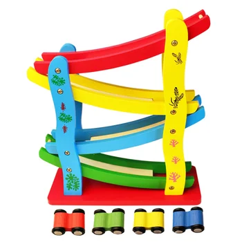 

1pc Wooden Car Ramps Cartoon Interesting Funny Assembled Tabletop Decor Wooden Toys Desktop Adornment for Children Puzzle
