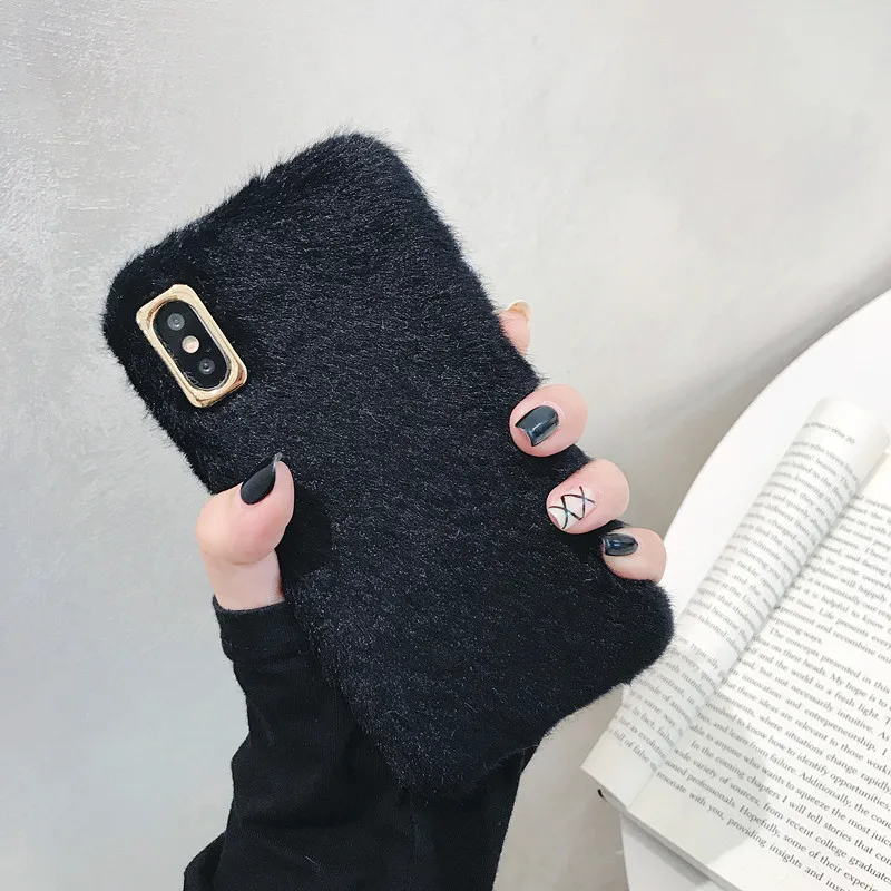 Suntaiho плюшевый теплый пушистый чехол для iPhone XS Max X XR XS 7 8 6 6s Plus, однотонный чехол для телефона из мягкой искусственной кожи