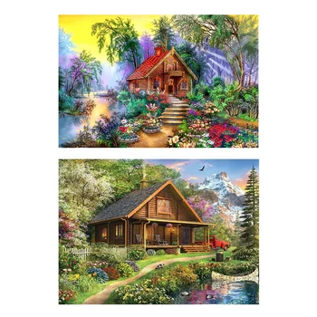 

BMBY-2 Set Village House Full Diamond DIY 5D Diamond Painting Embroidery Cross Stitch Art Kit, A & B