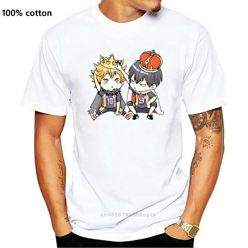 Haikyuu Хината и кагеяма Chibi Kings с художественной печатью мужская футболка из дышащей