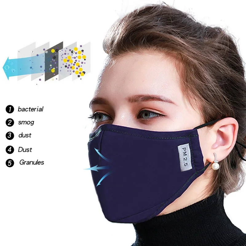 

Cotton PM2.5 Anti Haze Masks Breath Valve anti-dust Mouth Mask Activated Carbon Filter Respirator Mouth-muffle Black Mask Face