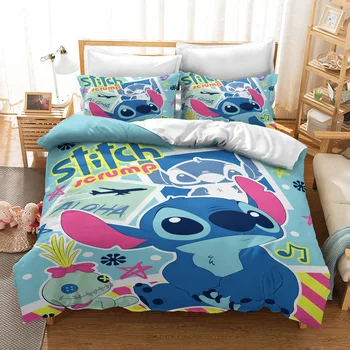 

Cartoon Lilo & Stitch 3d Printed Bedding Set Bed Linen Bedclothes Twin Full Queen King Duvet Cover Set with Pillowcases