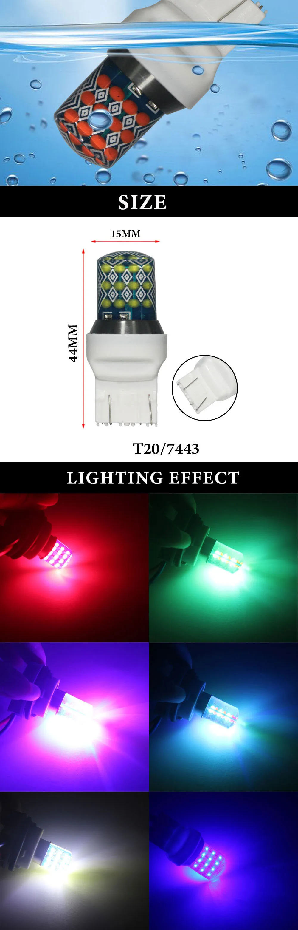 LYMOYO 2 шт. автомобиль T20 7443 w21/5 Вт p21/5 Вт 24SMD RGB Strobe Flash светодиодный силиконовый обратный светильник тормозной светильник стоп, сигнализирующий фонарь DC12V