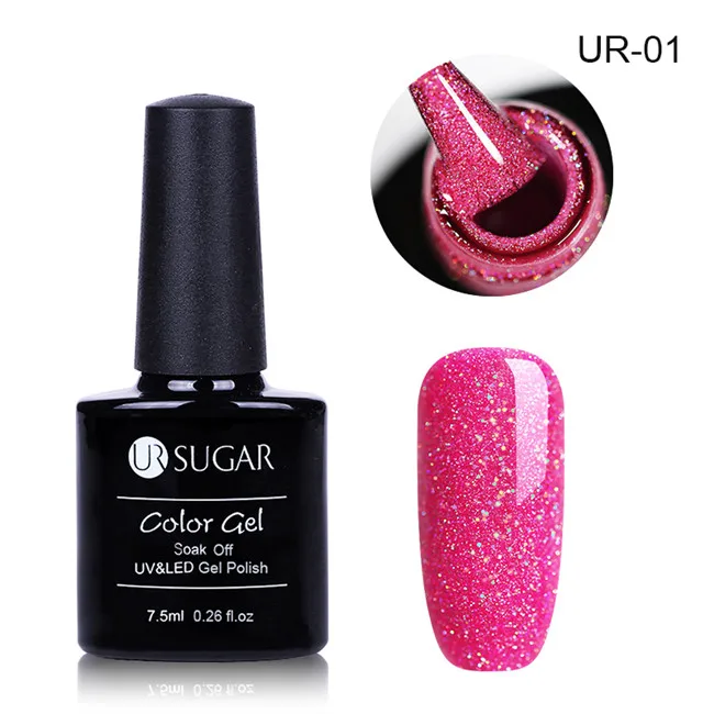 41950-1 Ur Sugar 7,5 мл голографический Блестящий Гель-лак для ногтей Черный Кристалл УФ-гель лазер блестки Гель-лак замачиваемый УФ-лак для ногтей - Цвет: 41950-1