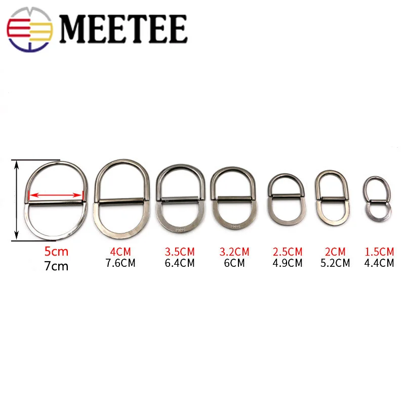 Meetee 4 шт. 15-50 мм металлическая двойная d-образная Пряжка багажная куртка с ремешками Кнопка регулировки ремня DIY ветровка декоративная пряжка материал
