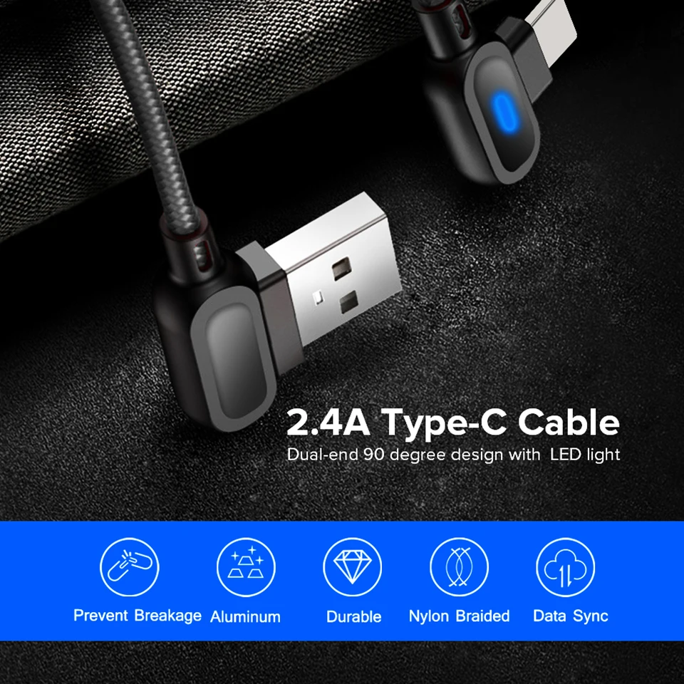 Кабель Venroii 1 м 2 USB Type C светодиодный провод для быстрой зарядки Samsung Huawei Xiaomi Andriod 90