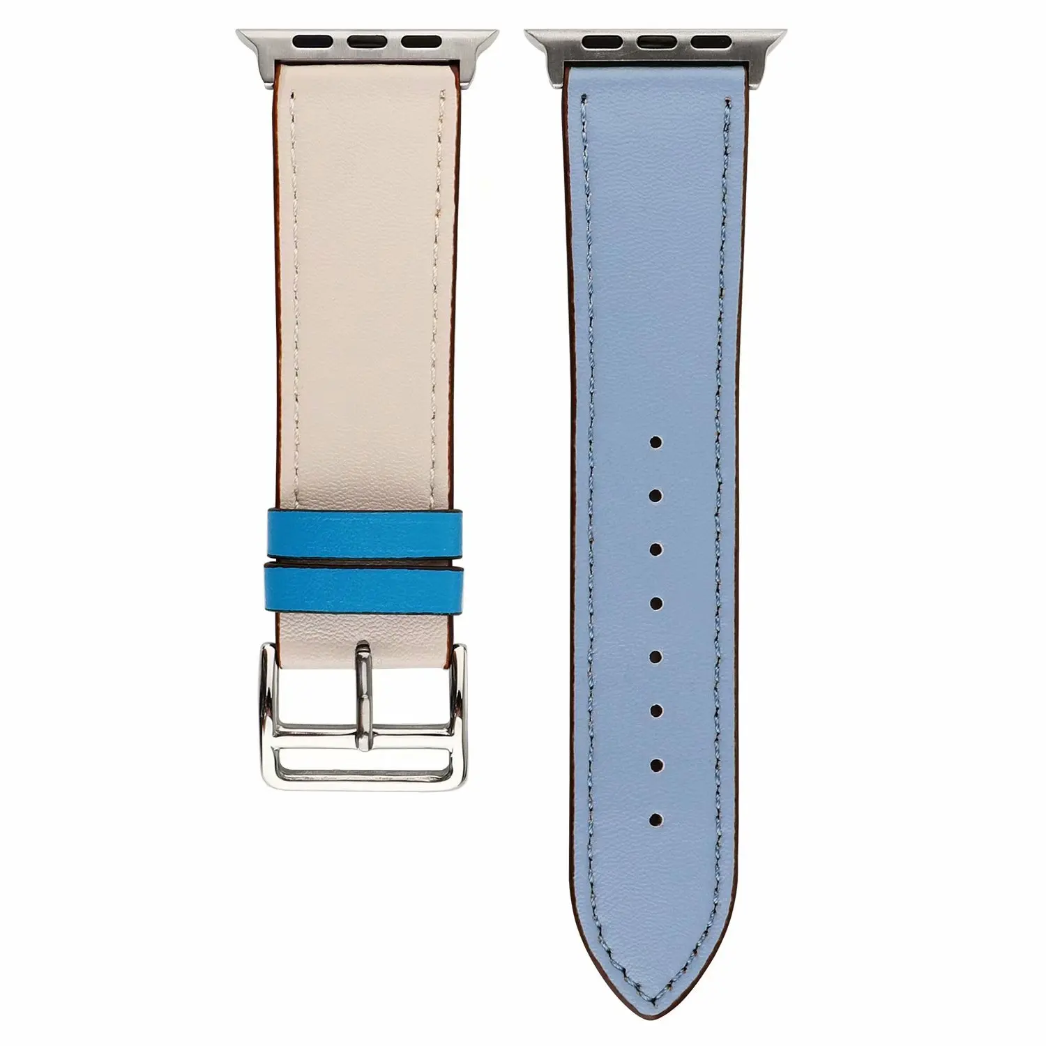 Ремешок-манжета для Apple Watch ремешок 44 мм 42 мм 40 мм 38 мм кожаный браслет ремень для iWatch серии 5 4 3 2 1 сменный ремешок для часов - Цвет ремешка: bleu lin craie