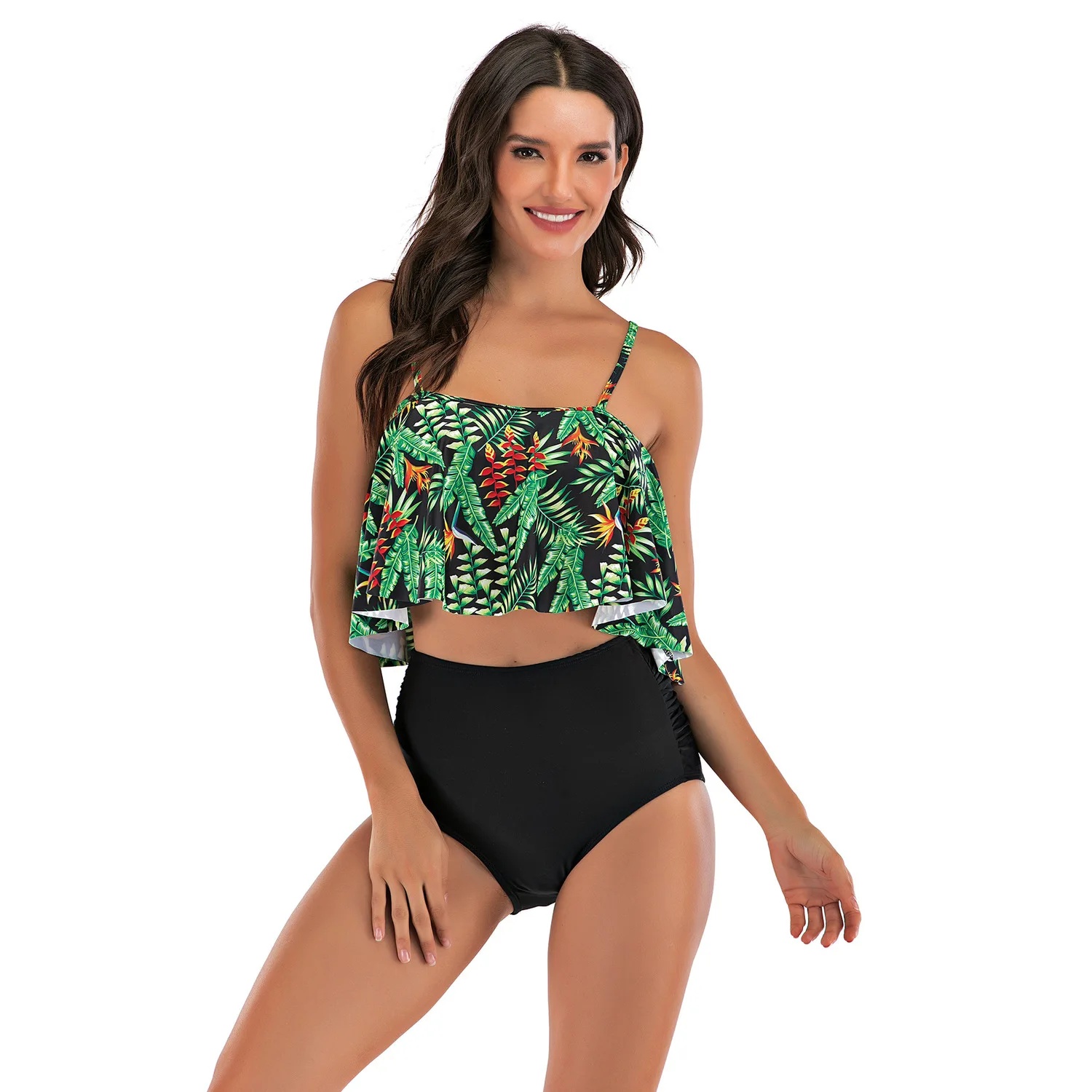 Bikini 2020 Sexy Fission High Waist Lotus Leaf Edge Swimming Suit Bikini 2 Piece