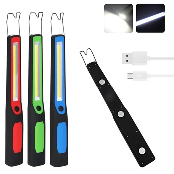 

10W COB LED Flashlight Spotlight 1800mAh USB Rechargeable Work Bar Light 4AAA Inspection Lamp,Hunting Strobe Light Camping Torch