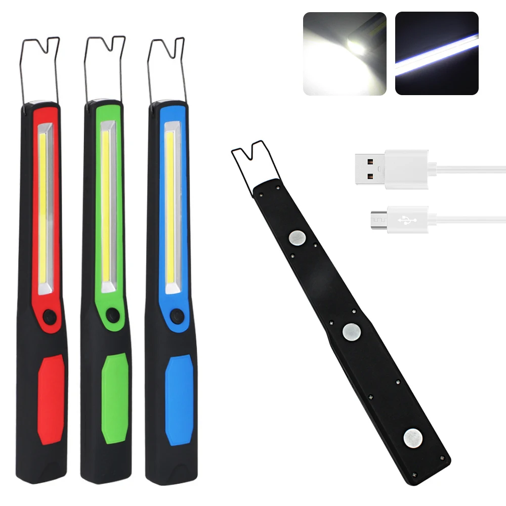 

600LM COB LED Flashlight Spotlight 1800mAh USB Rechargeable Work Bar Light Inspection Lamp,Hunting Strobe Light Camping Torch