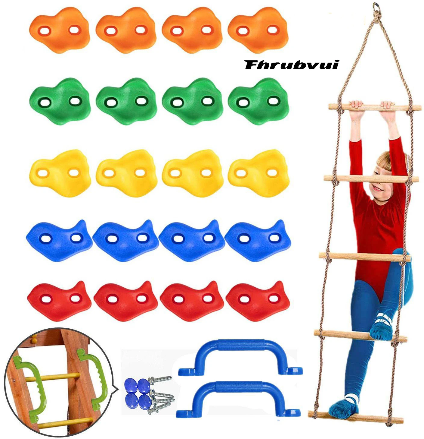15Pcs Textured Resin Bolt On Climbing Frame Rock Wall Grab Holds Grip Stones 