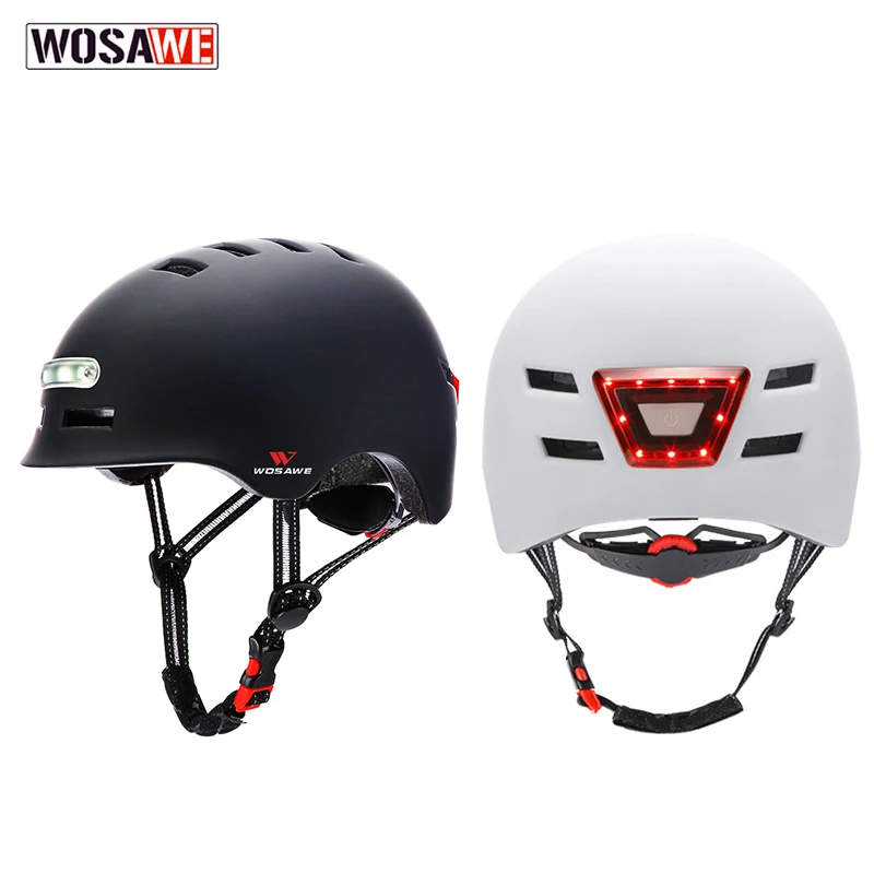 

WOSAWE Bike Lighting Helmet Cycling Safety Helmet Headlight Warning USB Charging Breathable Electric bike light Helmet