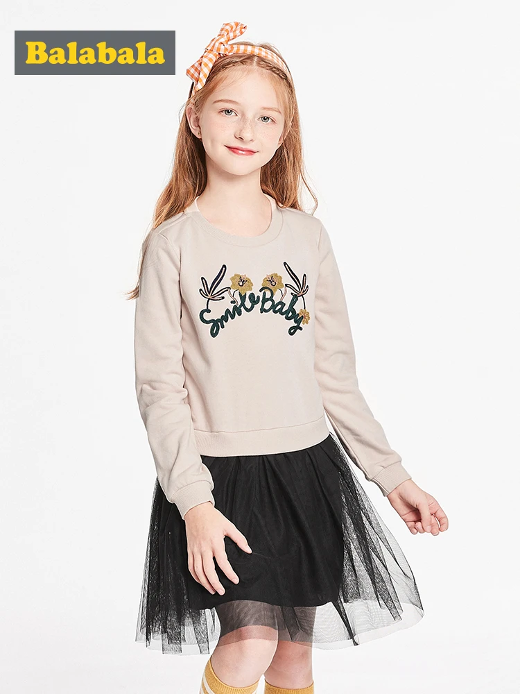 Balabala/детская одежда; платье принцессы для девочек; Новинка года; осеннее модное Хлопковое платье с длинными рукавами
