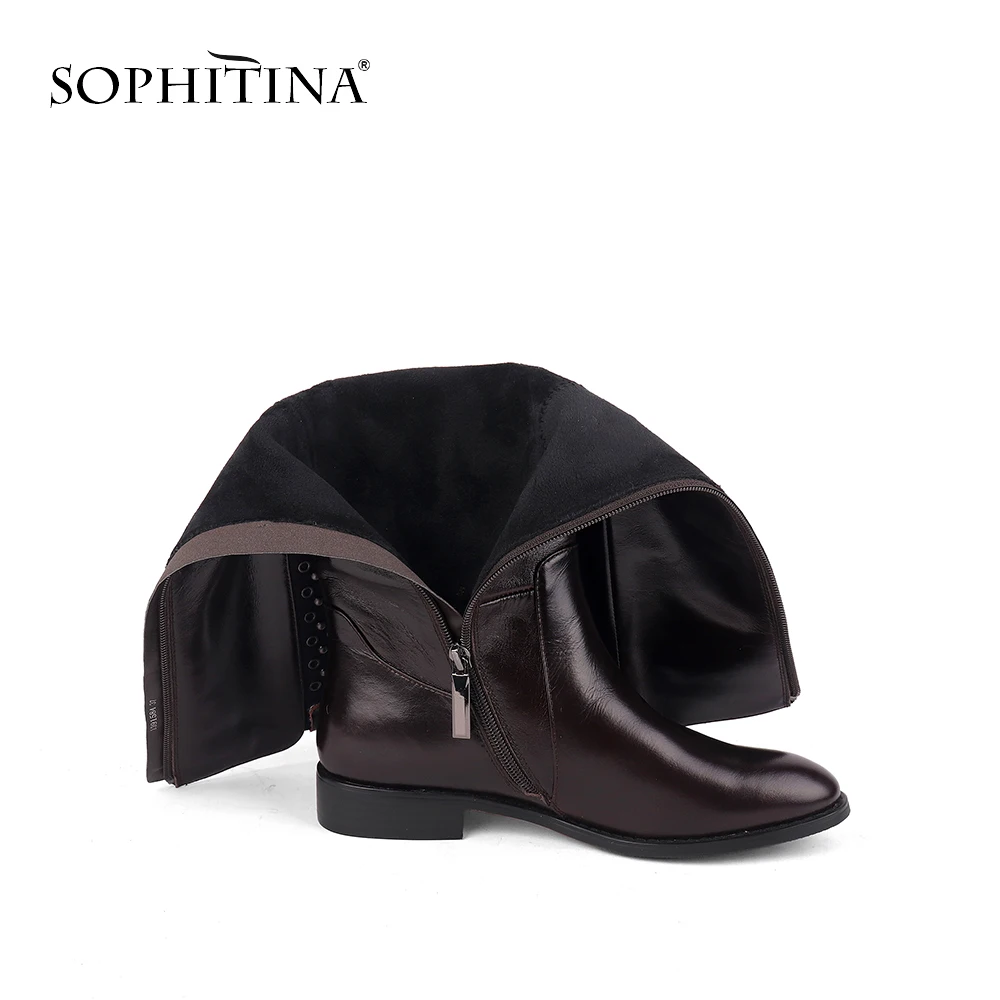 SOPHITINA; модные ботинки на молнии; Новая удобная обувь из коровьей кожи высокого качества с круглым носком; однотонные женские ботинки ручной работы; Лидер продаж; C459