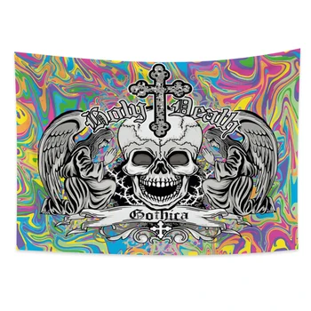 

Skull Printed Mandala Tapestry Wall Hanging Wall Carpets Dorm Decor Psychedelic Tapestry Mat