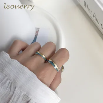 

Leouerry Original Blue Sea Couple Ring 925 Sterling Silver Creative Design Texture Elegant Open Rings New Romantic Jewelry Gift