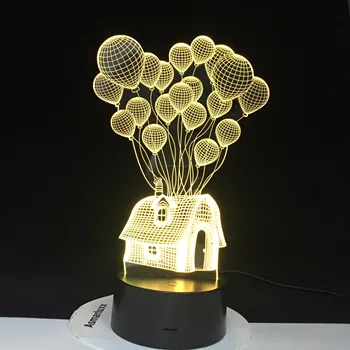 

Balloon House 3D Led Night Light Shape Atmosphere Visually Festival Decor Lamp lamparas Acrylic Multicolor For Home Decoration