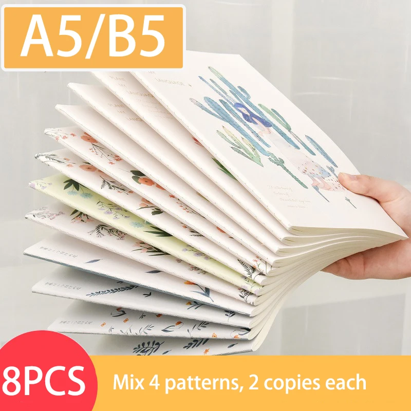 

10pcs/set A5 Notebook Kawaii Cute Flowers Birds Animal Notebook B5 Painting of Diary Book Journal Record Office School Supplies