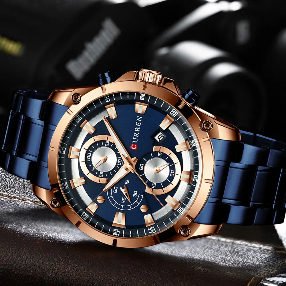 Мужские часы CURREN топ бренд класса люкс Спортивные кварцевые мужские часы полный стальной водонепроницаемый хронограф наручные часы мужские Relogio Masculino