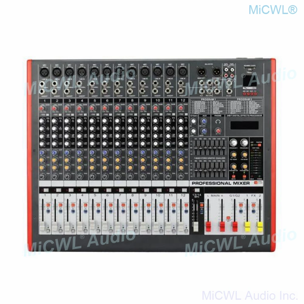 US $350.24 MiCWL 12 Channel Double Group Audio Mixer Music Recording Mixing Console For Professional Stage Performance Free Shipping