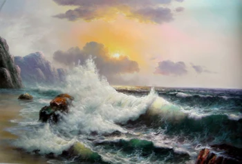 

Handmade Seascape Oil Painting Ocean Waves Canvas Wall Art for Living room Bedroom Home décor