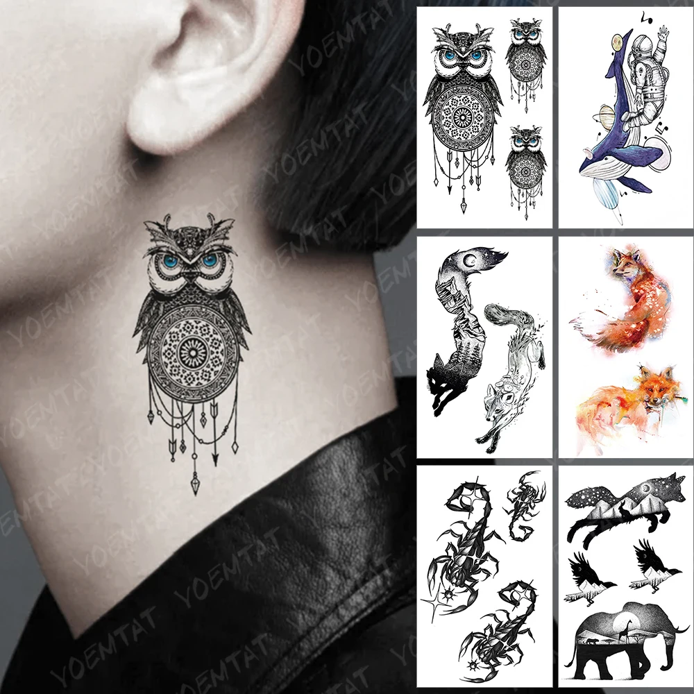 Waterproof Temporary Tattoo Sticker Dream Catcher Owl Flash Tatoo Music Fox Forest Bird Arm Wrist Fake Tatto For Body Art Women | Красота и
