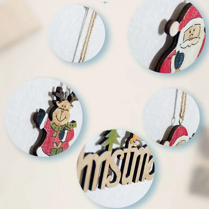 Painted Elk Snowman Christmas Decoration Hut Letter House Pendant Christmas Supplies 634E