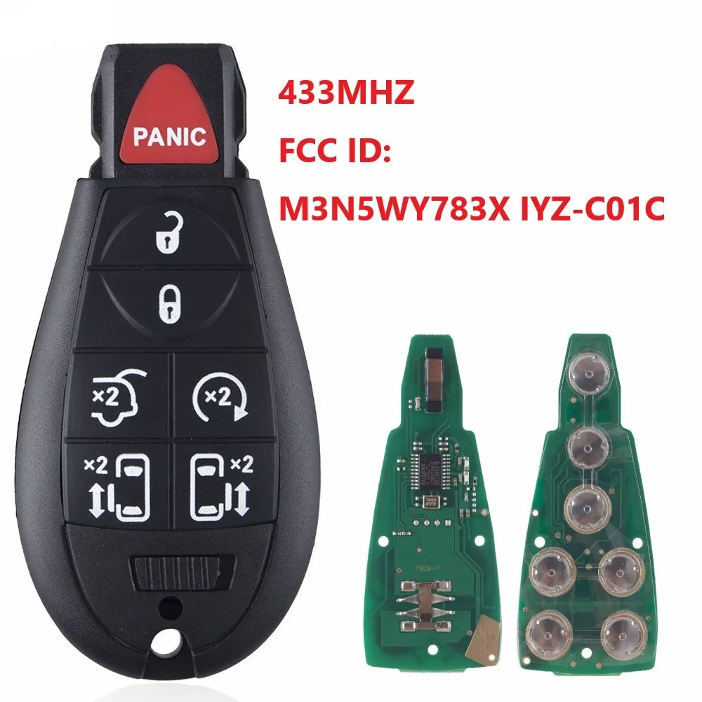 

7 Buttons Car Remote Control Key 433Mhz For Dodge Caravan Chrysler Town & Country Jeep M3N5WY783X IYZ-C01C