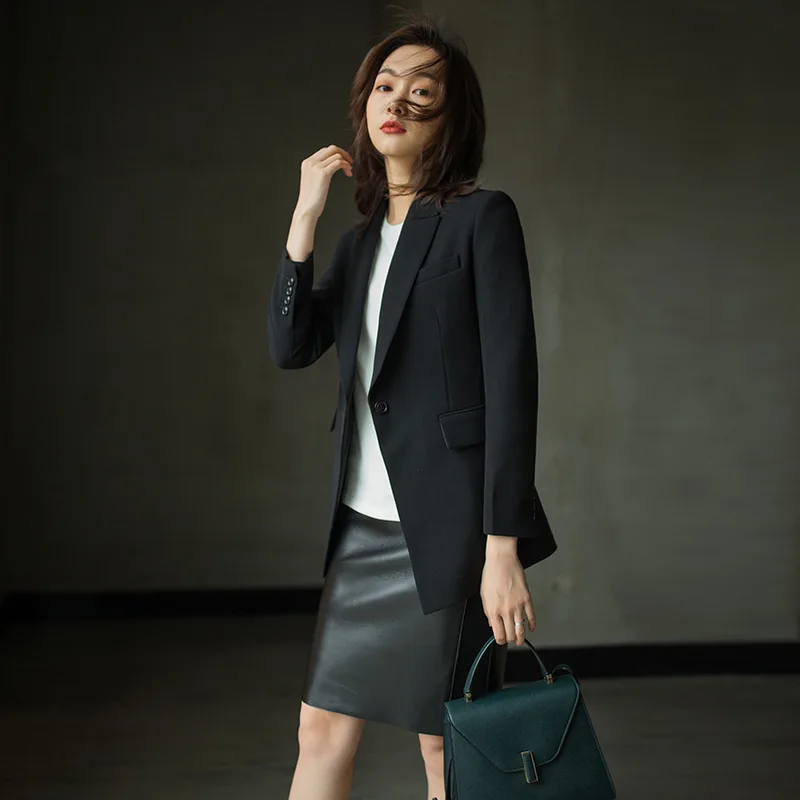 

Europe And America WOMEN'S Dress 19 Popular Brand 3D New Style Mid-length Solid Color Triacetate Small Suit Coat WOMEN'S Dress S