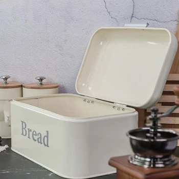 

LBER Vintage Bread Box Cupboard Iron Snack Box Desktop Finishing Dust-Proof Storage Box Storage Bin Keeper Food Kitchen Shelf De