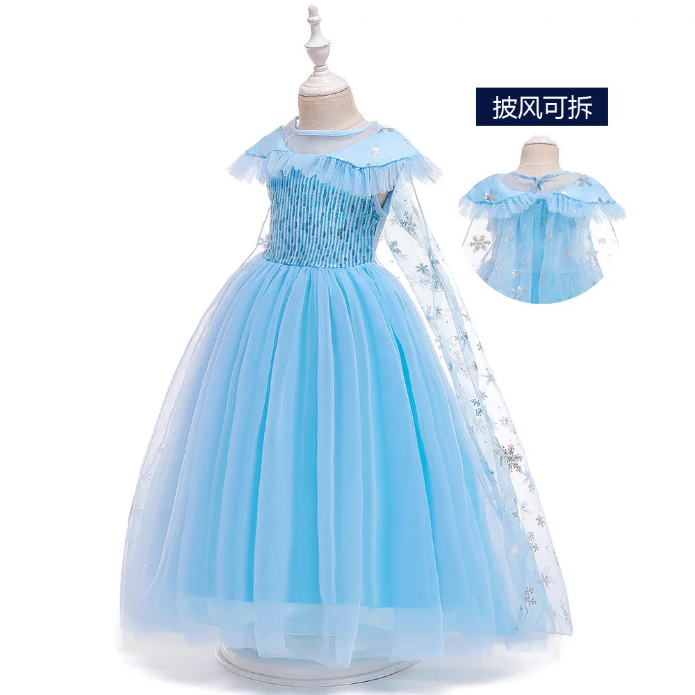Vestidos de Elsa para nignas princesa Anna Elsa disfraces fiesta Косплей Elza Vestidos аксессуары para el cabello conjunto N