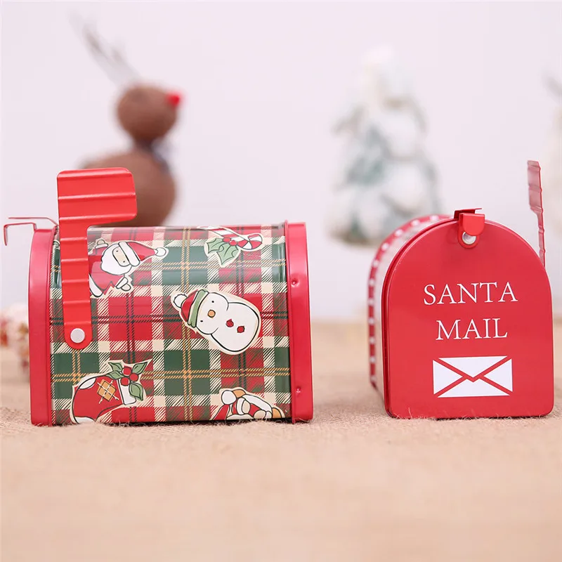 

New Christmas Decor Candy Gift Tin Box Kids Gift Mailbox Case Christmas Santa Claus Snowman Printed Sealed Jar Packing Boxes