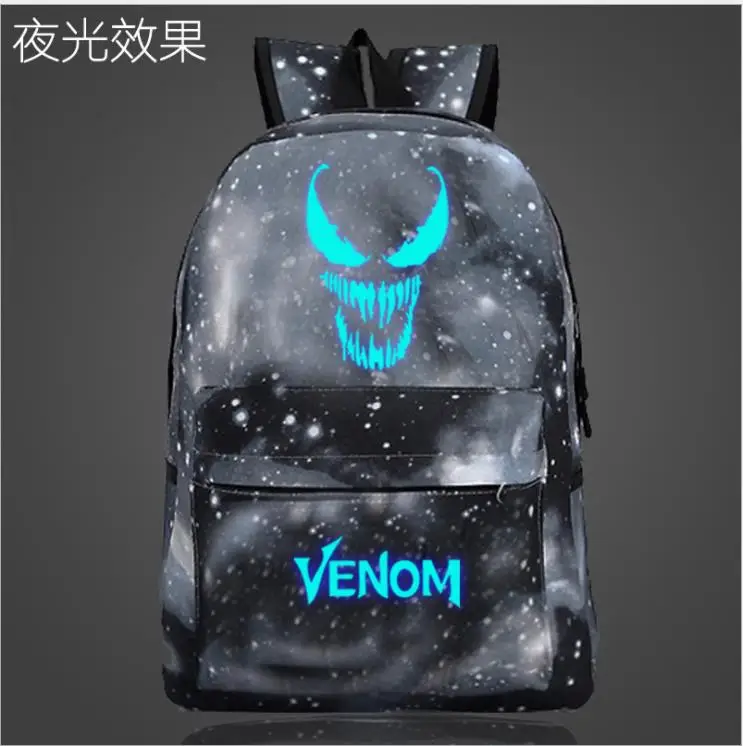 Высококачественный модный светящийся школьный рюкзак Venom, Вместительная дорожная сумка, рюкзак для мужчин и женщин, сумка для ноутбука, школьные сумки