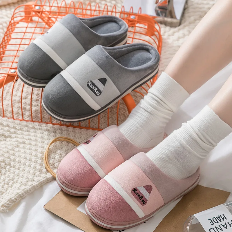 

Buy 1 Take 1 Couples Cotton Slippers Household Indoor Home Women's Men's Winter 2019 Winter Soft-Sole Low Cover Heel Slipper